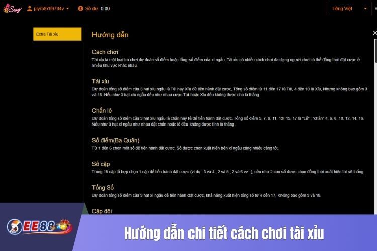 Hướng dẫn chi tiết cách chơi tài xỉu